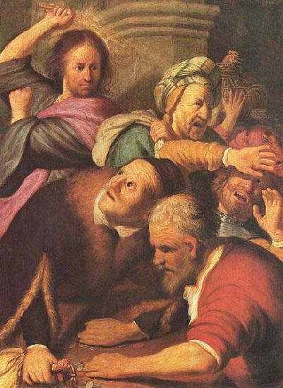 REMBRANDT Harmenszoon van Rijn Christ driving the money-changers from the Temple. China oil painting art